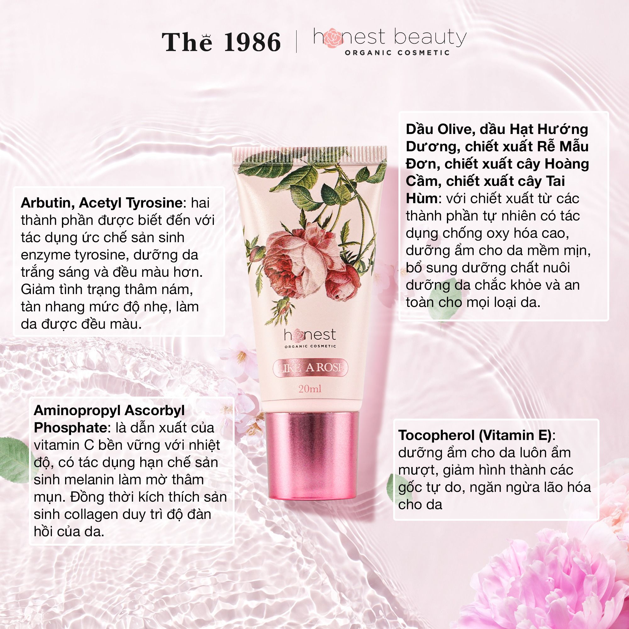  Kem dưỡng tạo má hồng Honest Beauty Like A Rose 20ml 