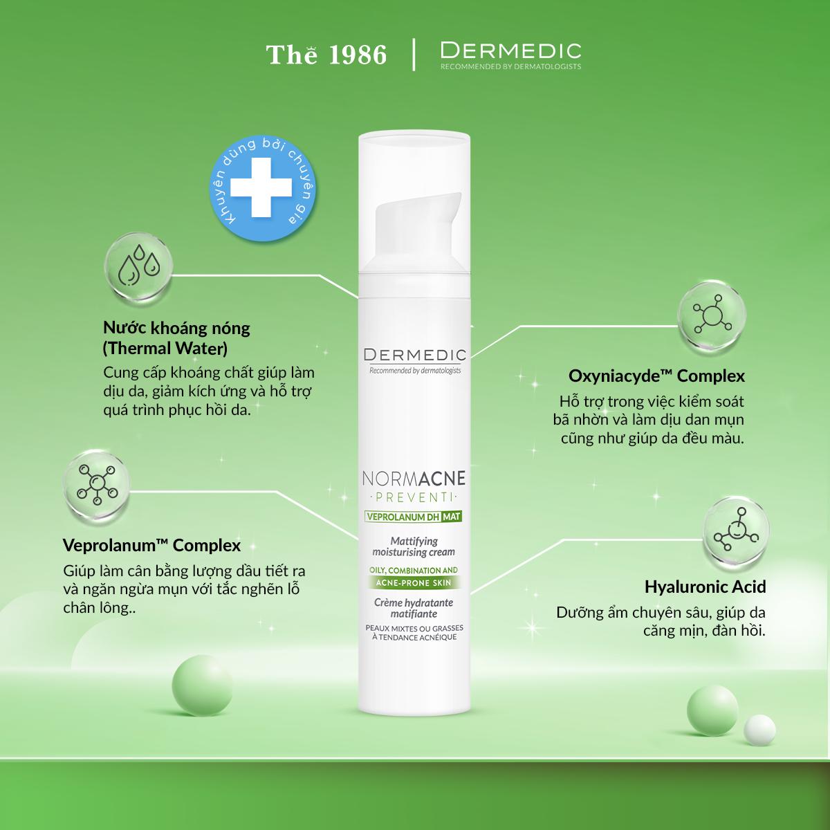  Kem Dưỡng Ẩm Ban Ngày Kiềm Dầu Giảm Mụn Normacne Mattifying Moisturising Cream 40ml 