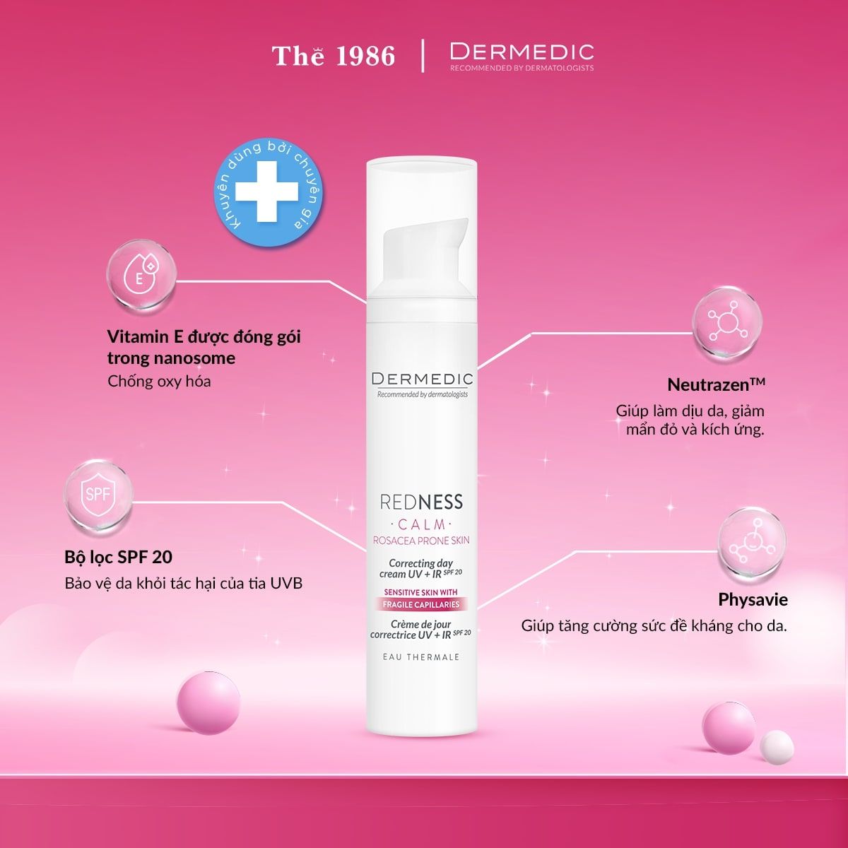  Kem dưỡng da nhạy cảm mẫn đỏ chống lão hóa ban đêm Dermedic Redness Rosacea Prone Skin Anti-Ageing Night Cream 40ml 
