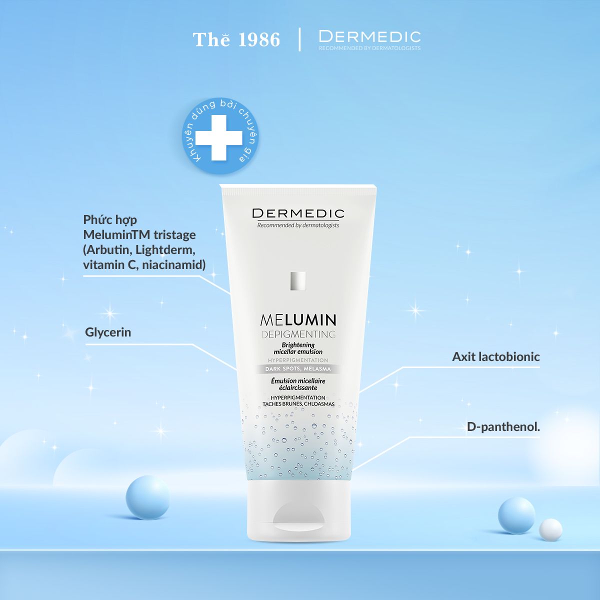  Gel rửa mặt dưỡng trắng da MELUMIN Brightening Micellar Emulsion 200ml 