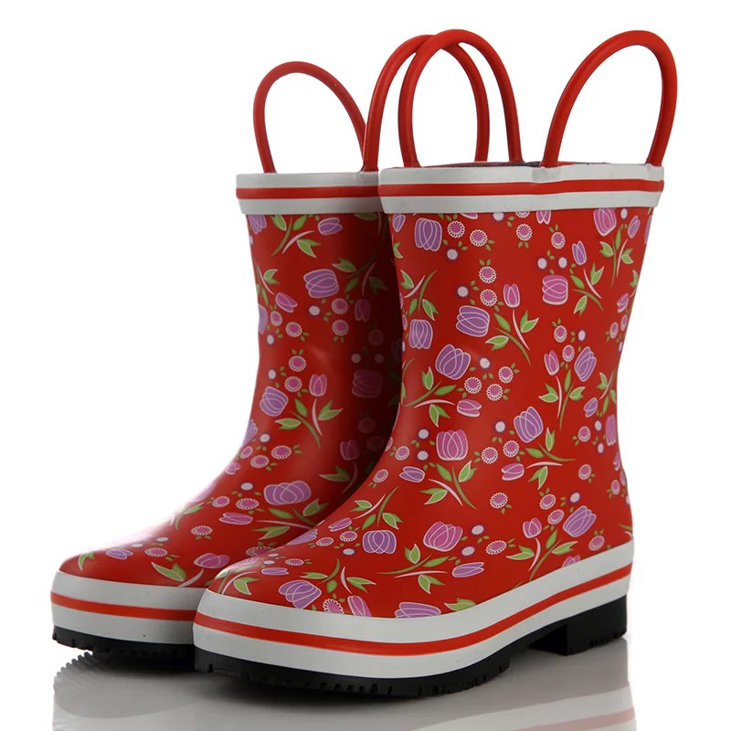  Ủng cao su hình hoa đỏ - Rubber rainboots for kid - SB024 