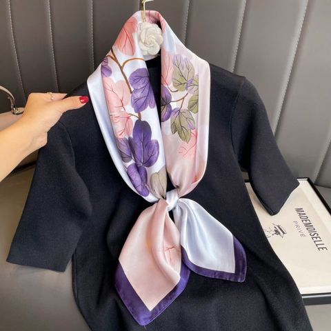  Khăn Lụa Vuông Họa Tiết Lá Size 90 * 90cm 