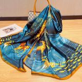  Khăn Lụa Họa Tiết Hươu và Rừng Xanh - Kích thước 180 * 90cm 