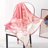  Khăn lụa vuông 70 * 70cm trắng phối màu hồng ngọt ngào 