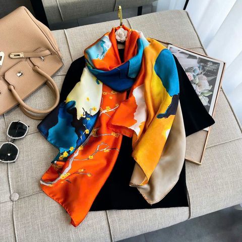  Khăn Lụa Họa Tiết Phong Cảnh Nghệ Thuật - Kích thước 180 * 90cm 