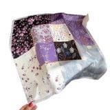  Khăn lụa vuông 70 * 70cm họa tiết hoa tím sang trọng 