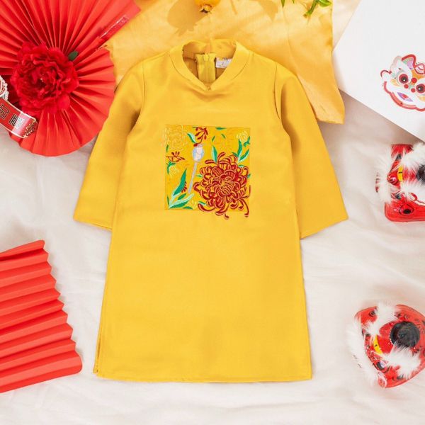  Áo dài bé trai thêu hoa cúc chất vải mềm mại AD05 _ Beekids 
