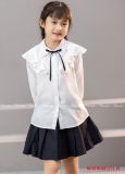  A01 _ Áo sơ mi trắng dài tay bé gái chất đũi xước siêu mềm mát, mịn màng _ Beekids 