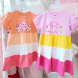  D32 _ Đầm thun cotton bé gái tùng váy 3 màu họa tiết Baby Three đáng yêu _ Beekids 