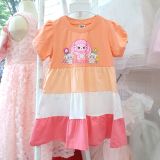  D32 _ Đầm thun cotton bé gái tùng váy 3 màu họa tiết Baby Three đáng yêu _ Beekids 