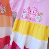  D32 _ Đầm thun cotton bé gái tùng váy 3 màu họa tiết Baby Three đáng yêu _ Beekids 