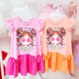  D37 _ Đầm thun bé gái đuôi cá họa tiết cô gái đeo mắt kính dễ thương _ Beekids 