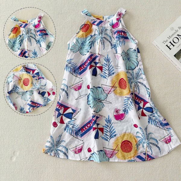  D38 _ Đầm hè bé gái hạo iết biển cây lá đáng yêu _ Beekids 