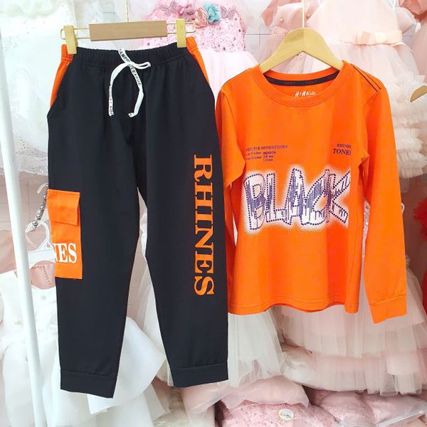  DB41 _ Bộ thun dài tay bé trai mặc ngủ in chữ Black sành điệu _ Beekids 