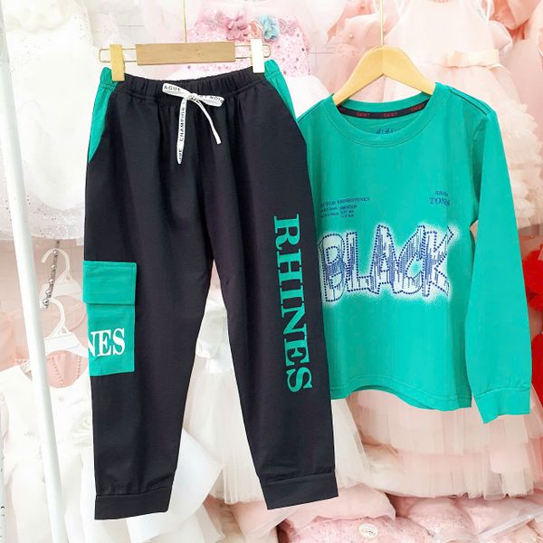  DB41 _ Bộ thun dài tay bé trai mặc ngủ in chữ Black sành điệu _ Beekids 