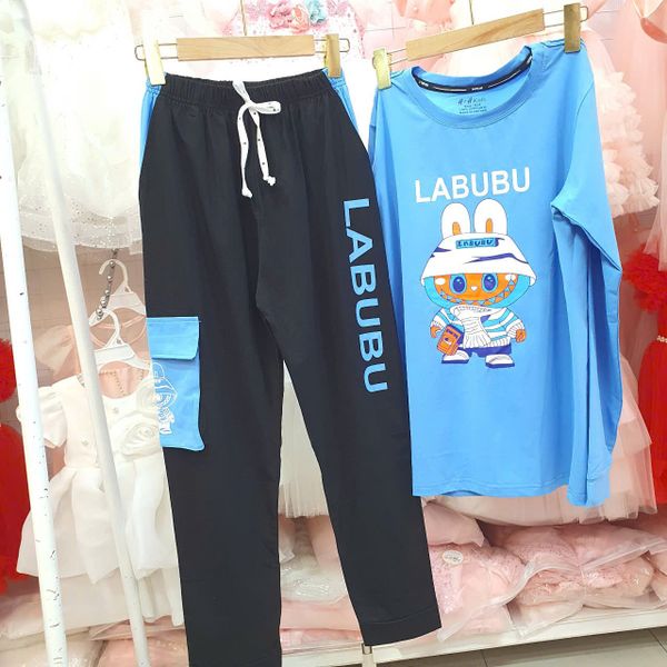  DB42 _ Bộ thun dài tay bé trai mặc ngủ bigsize họa tiết Labubu siêu cưng _ Beekids 