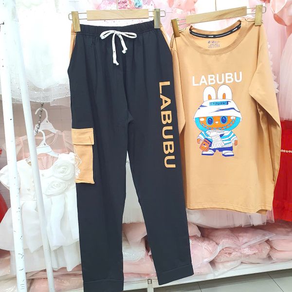  DB42 _ Bộ thun dài tay bé trai mặc ngủ bigsize họa tiết Labubu siêu cưng _ Beekids 