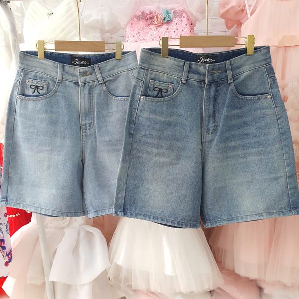  Q26 _ Quần jean ngố lưng cao thêu nơ chất jean mềm mại cho Bé và Mẹ _ Beekids 