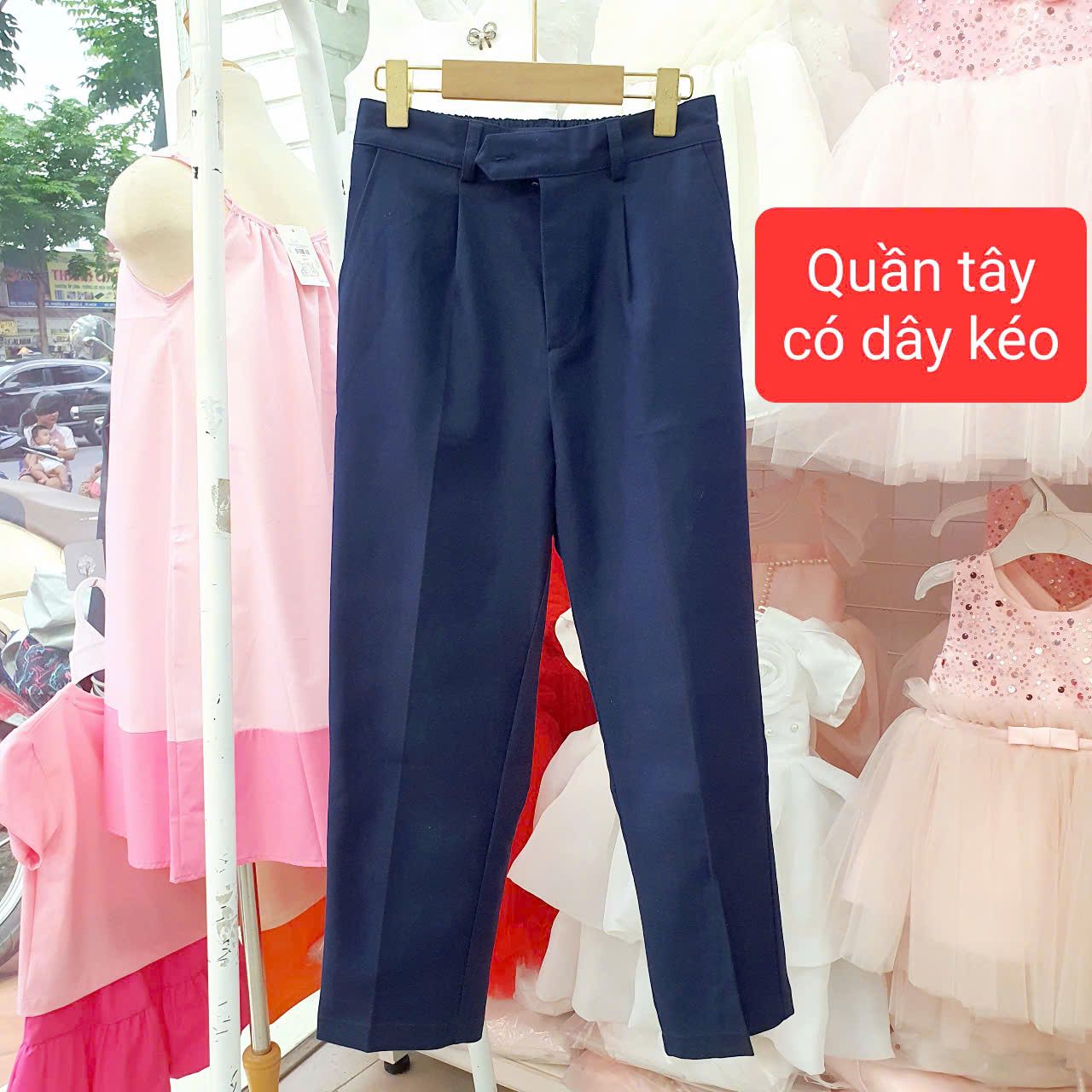  HSQ01 _ Quần tây đồng phục học sinh cao cấp lưng thun có dây kéo _ Beekids 