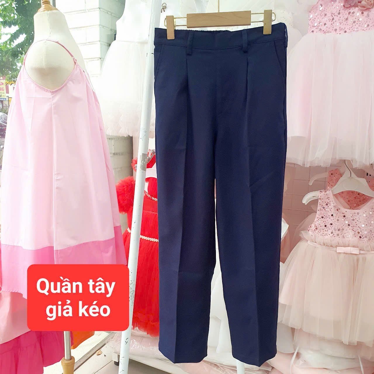  HSQ02 _ Quần tây đồng phục học sinh lưng thun giả dây kéo cao cấp _ Beekids 