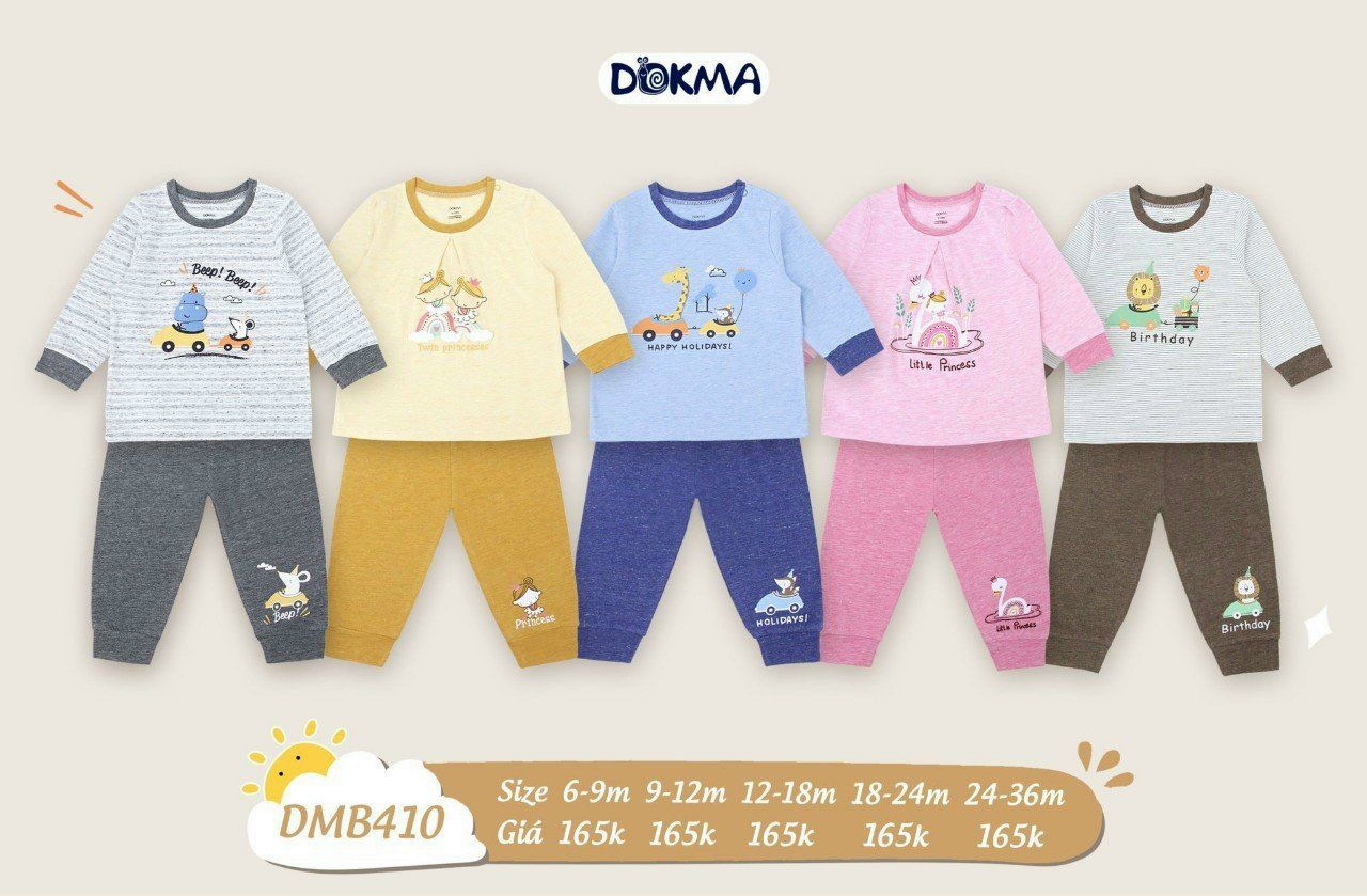  DMB410 - Bộ dài tay sơ sinh cho bé từ 9-36M 