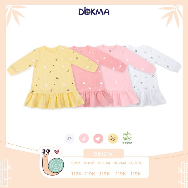  DB1214 - Đầm đuôi cá dài tay cho bé từ 9-36M 