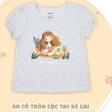  Áo thun cotton bé gái cổ tròn 