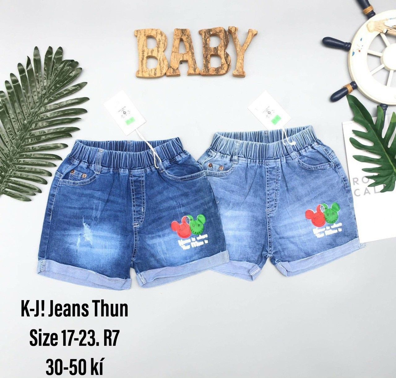  Quần short jean bé gái từ 23-40kg 