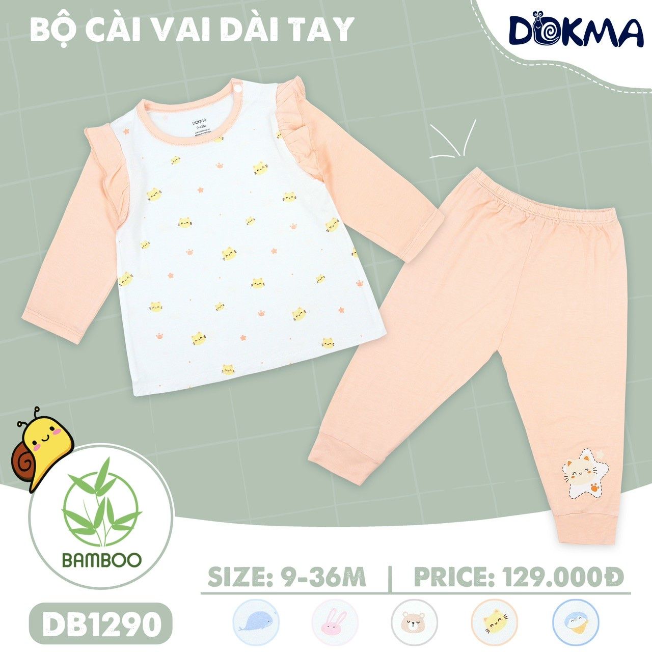  DB1290 - Bộ dài tay mặc nhà cho bé 9-36M 