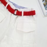  Quần jean short bé gái chất jean denim mềm mại phối dây thắt lưng sành điệu 