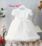  Đầm công chúa phối lưới ren hoa 3D 