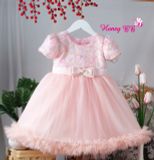  Đầm công chúa đính nơ cao cấp cho bé mặc đi tiệc 