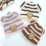  Mũ len beanie tai mèo họa tiết gấu dễ thương cho bé từ 1 - 5 tuổi 