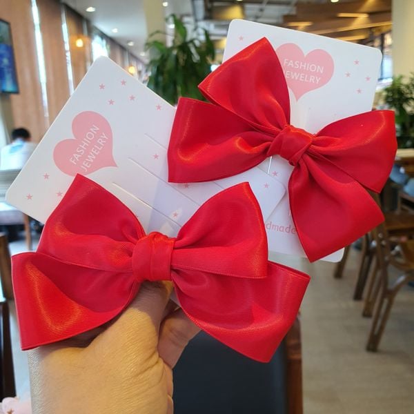  Kẹp tóc và cột tóc nơ ruy băng lụa siêu dễ thương phụ kiện giáng sinh và Tết 
