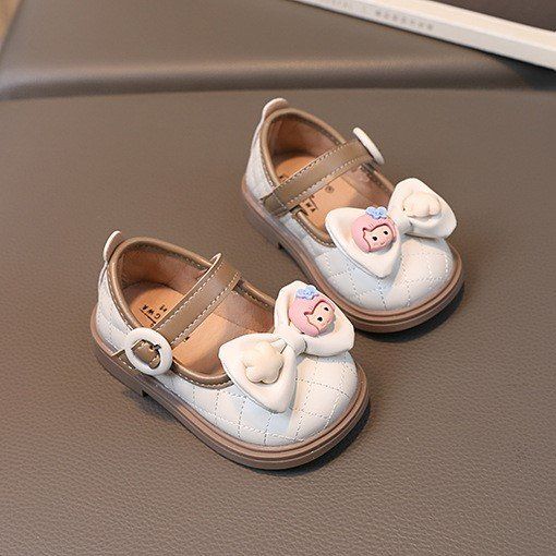  Giày búp bê tập đi da mềm nơ đính charm xinh xắn cho bé gái từ 1 đến 4 tuổi 
