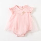  Bộ bodysuit sơ sinh dáng váy thun cotton phối lưới mềm mịn 