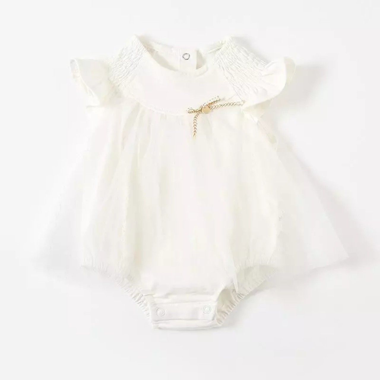  Bộ bodysuit thun cotton phối lưới mềm cho bé sơ sinh 