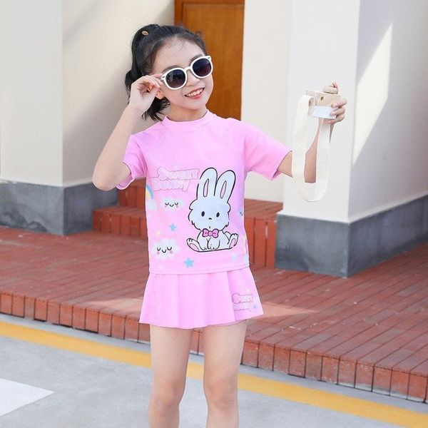  BB15 _ Đồ bơi bé gái rời thân chân váy phối áo tay ngắn hình thỏ xinh xắn _ Beekids 