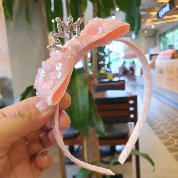  Cài tóc vương miện công chúa nơ đính kim sa lấp lánh 