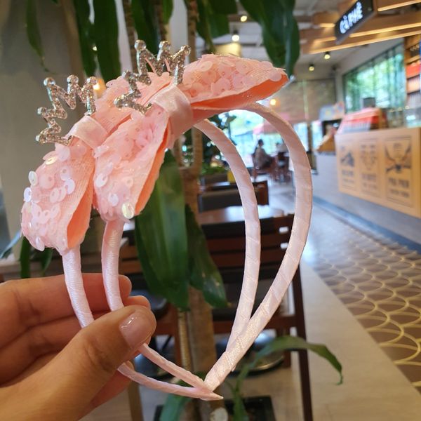  Cài tóc vương miện công chúa nơ đính kim sa lấp lánh 