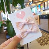  Set 2 kẹp tóc nơ ruy băng kẻ xinh xắn đáng yêu 
