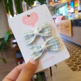  Set 2 kẹp tóc nơ ruy băng kẻ xinh xắn đáng yêu 