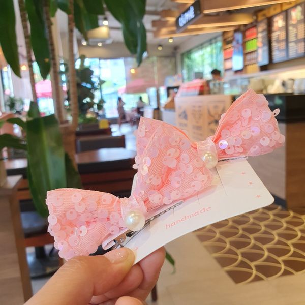  Set 2 kẹp tóc nơ kim sa lấp lánh cho bé 