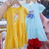  Đầm thun cotton bé gái dáng xòe mềm mát 