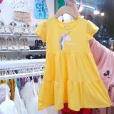  Đầm thun cotton bé gái dáng xòe mềm mát 