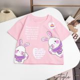  Áo thun bé gái in hình thỏ trắng dễ thương 