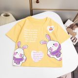  Áo thun bé gái in hình thỏ trắng dễ thương 