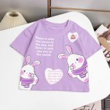  Áo thun bé gái in hình thỏ trắng dễ thương 