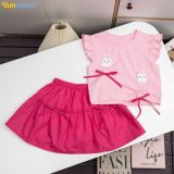  Set áo váy bé gái mặc đi chơi, đi học đính nơ thỏ gòn xinh xắn 
