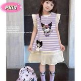  Đầm thun bé gái phối dập ly mềm họa tiết Melody, Cinnamon, Kuromi siêu dễ thương D25 _ Beekids 
